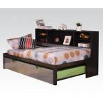 Renell Youth Black Silver Metal Wood PU Twin Bed w/Bookcase & Trundle
